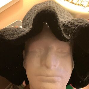 (New Handmade)Black Crochet Wavy Bucket Hat